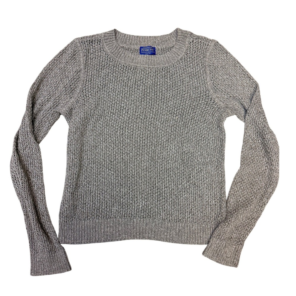Pendleton Womens Gray Open Knit Crew Neck Sweater Size Large TC590-72539 -